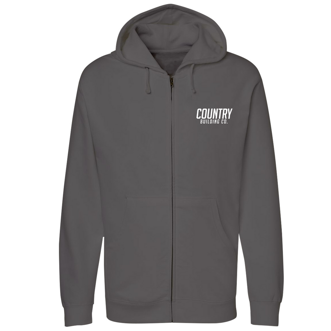 Country Building - Midweight Full-Zip Hooded Sweatshirt